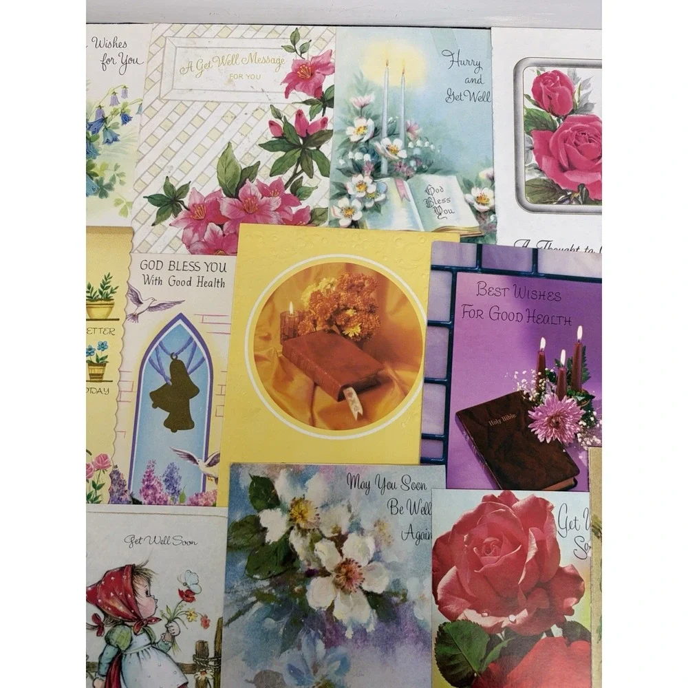 Vintage Get Well Cards Fronts ONLY Scrapbooking Crafts Decoupage Lot of 50+